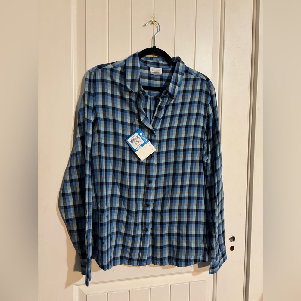 NWT Columbia Lightweight flannel Women’s Blue Size XL
